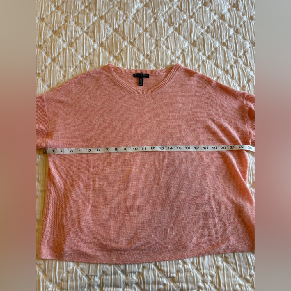 Eileen‎ Fisher Organic Linen Melange Round Neck Top Pink  Sz PM - Picture 5 of 6
